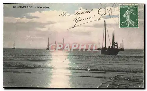 Ansichtskarte AK Berck Plage Mer Calme Bateaux