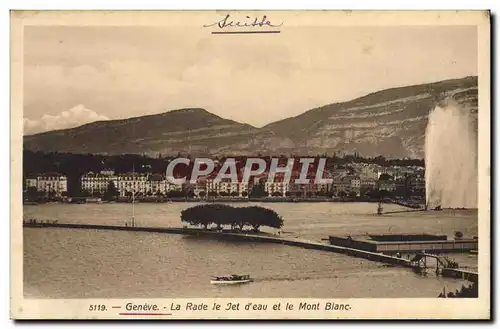 Cartes postales Geneve La Rade Le Jet D&#39Eau Et Le Mont Blanc