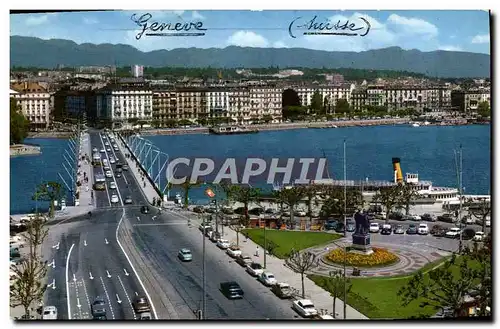 Moderne Karte Geneve La rade Le pont du Mont Blanc et le Jura