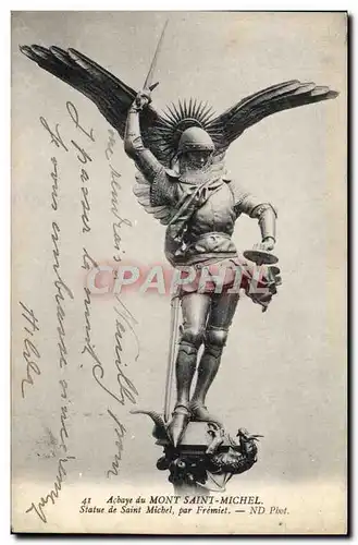 Cartes postales Abbaye Du Mont Saint Michel Statue de Saint Michel par Fremiet
