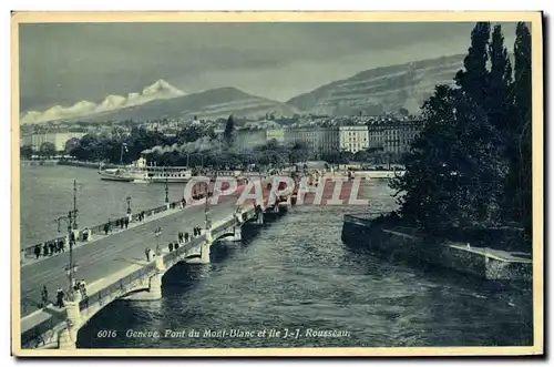 Ansichtskarte AK Geneve Pont Du Mont Blanc Et Ile JJ Rousseau