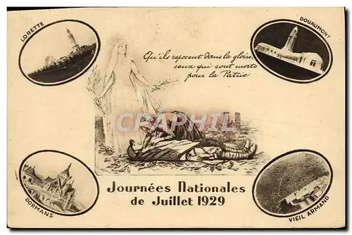 Cartes postales Journees Nationales De Juillet 1929 Lorette Douaumont Dormans Vieil Armand