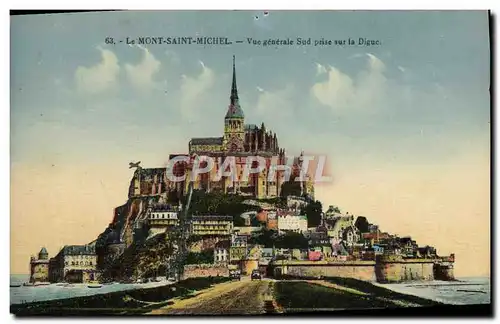 Cartes postales Le Mont Saint Michel Vue Generale Sud Prise Sur La Digue