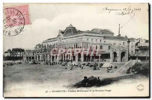 Cartes postales Biarritz Casino Municipal Et La Grande Plage