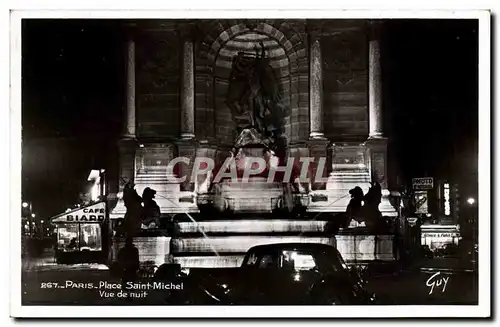 Cartes postales Paris Place Saint Michel Vue De Nuit