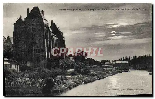 Cartes postales Solesmes Abbaye Des Benedictins vue des Bords de la Sarthe