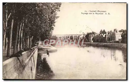 Cartes postales Laval Paysage Sur La Mayenne Peche Pecheur
