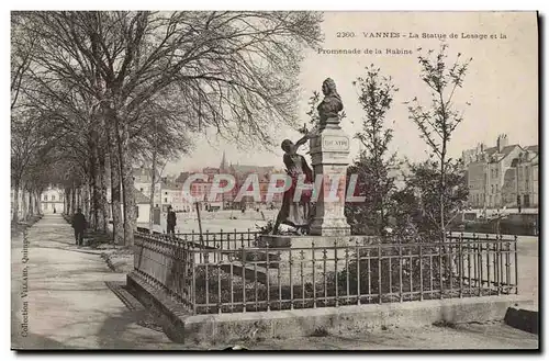 Ansichtskarte AK Vannes La Statue De Lesage Et La promenade de la Rabine