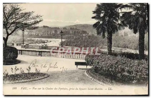 Cartes postales Pau Vue Sur La Chaine Des Pyrenes Prise Du Square Saint Martin