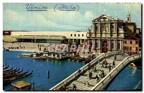 Moderne Karte Venise Eglise degli Scalzi et la gare