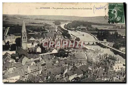 Ansichtskarte AK Auxerre Vue Generale Prise Des Tours De La Cathedrale