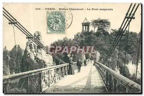 Ansichtskarte AK Paris Buttes Chaumont Le Pont Suspendu