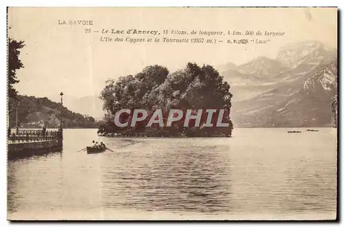 Cartes postales Le Lac D&#39Annecy L&#39ile des cygnes et la Tournette