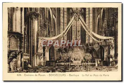 Cartes postales Bonsecours Basilique La Nef au mois de Marie