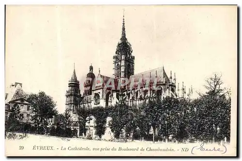 Cartes postales Evreux La Cathedrale Vue Prise Du Boulevard De Chambaudoin