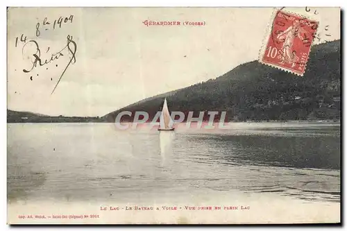 Cartes postales Gerardmer Le lac Le bateau a voile Vue prise en plein lac