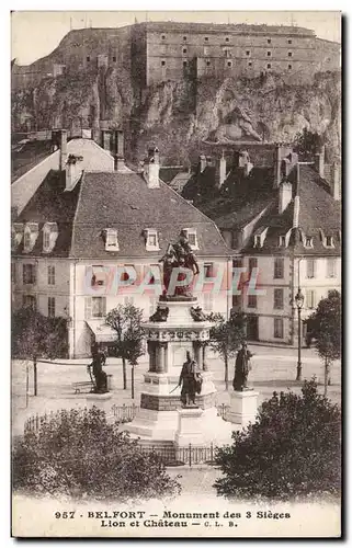 Ansichtskarte AK Belfort Monument des 3 Sieges Lion et chateau