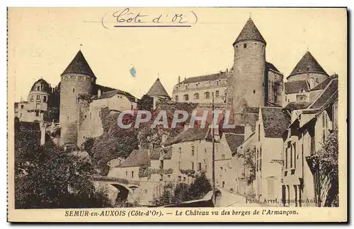 Cartes postales Semur en Auxois Le Chateau Vu des Berges de l&#39Armancon