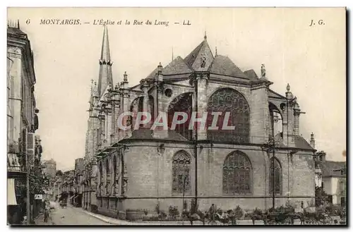 Cartes postales Montargis L'Eglise et la Rue de Lomg