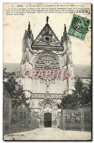 Cartes postales Sens Le Portail Sud de la Cathedrale dit Portail de Moise