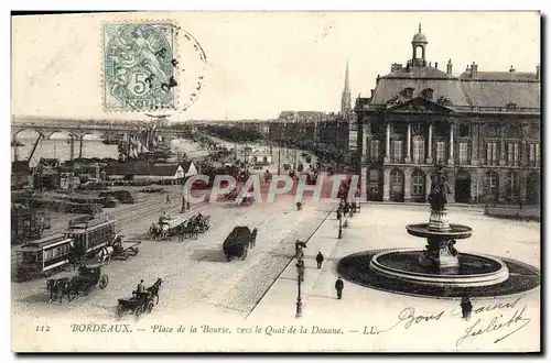 Cartes postales Bordeaux Place de la Bourse Vers le Quai de la Douane