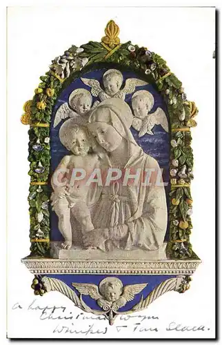 Cartes postales The Virgin And Child Relief in enamelled Terra Cotta Robbia Victoria and Albert Museum