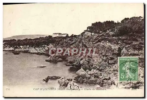 Cartes postales Cap D&#39Antibes Etude de rochers