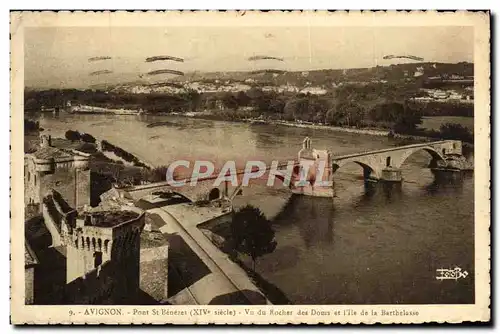 Cartes postales Avignon Pont St Benezet Vu du rocher des Doms et l&#39ile de la Barthelasse
