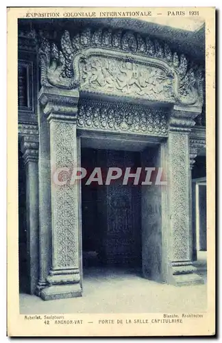 Cartes postales Angkor Vat Porte De La Salle Capitulaire Paris Exposition coloniale internationale 1931