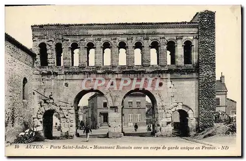 Cartes postales Autun Porte Saint Andre Monument Romain Avec un Corps de garde unique en France
