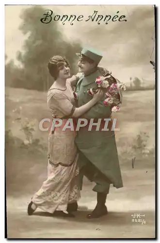 Cartes postales Bonne Annee Femme Soldat Militaria