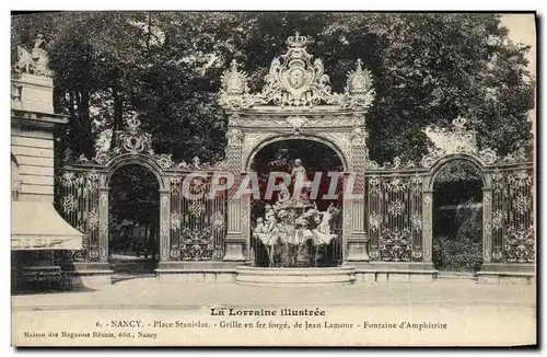 Cartes postales Nancy Place Stanislas Grille En Fer Forge de Jean Lamour Fontaine d&#39Amphitrite