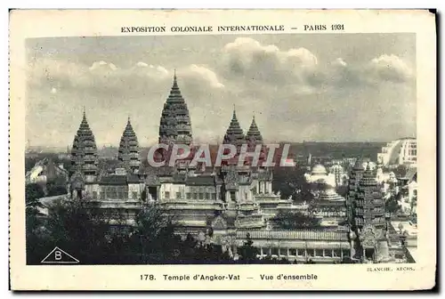 Cartes postales Paris Exposition coloniale internationale 1931 Temple d&#39Angkor Vat Vue d&#39ensemble