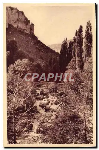 Cartes postales Gorges Du Tarn Le canon de la Jonte que dominent les remparts creneles du Fort Saint Michel bast