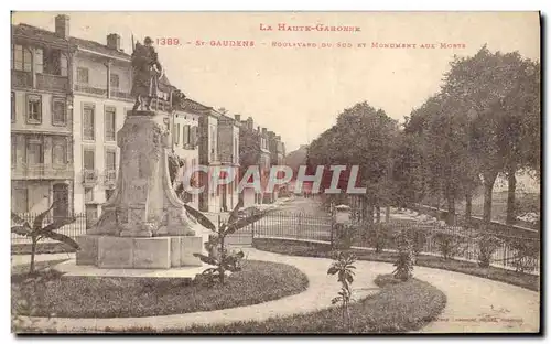 Cartes postales St Gaudens Boulevard Du Sud Et Monument Aux Morts