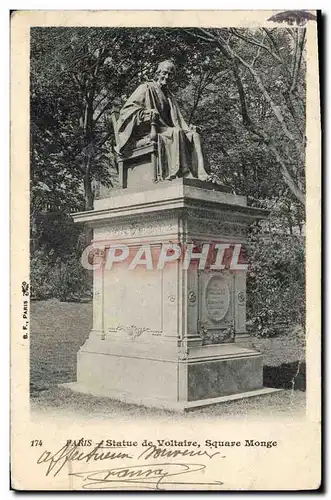 Ansichtskarte AK Paris Statue De Voitaire Square Monge