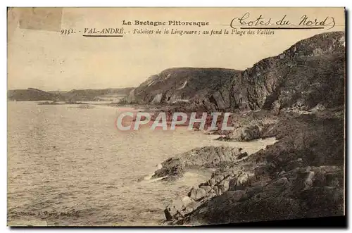 Cartes postales Val Andre Falaises De La Lingouare Au Fond La Plage Des Vallees