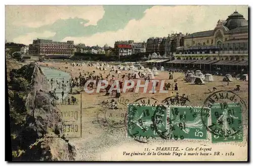 Cartes postales Biarritz Cote D&#39Argent Vue Generale De La Grande Plage A Maree