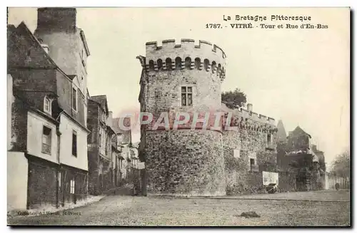 Cartes postales Le Bretagne Pittroesque Vitre Tour Et Rue D&#39En Bas