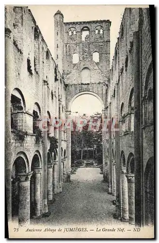 Cartes postales Ancienne Abbaye De Jumieges La Grande nef