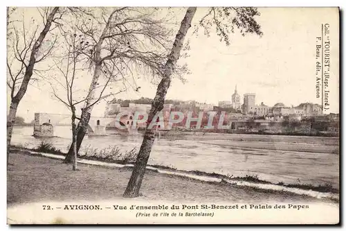 Cartes postales Avignon Vue D&#39Ensemble Du Pont St Benezet Et Palais Des Papes
