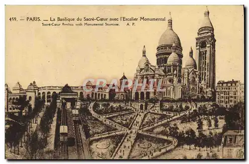 Cartes postales Paris La Basilique du Sacre Coeur avec L&#39Escalier monumental