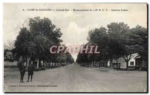 Ansichtskarte AK Camp de Chalons Grande Rue Baraquements du 508eme RCC Quartier Loano Militaria