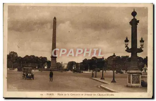 Cartes postales Paris Place de la Concorde et Avenue des Champs Elysees