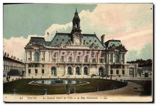 Cartes postales Tours Le Nouvel Hotel de Ville et la Rue Nationale