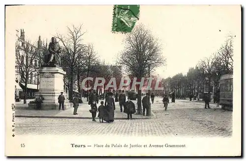 Cartes postales Tours Place du Palais de Justice et Avenue Grammont