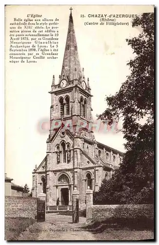 Cartes postales Chazay d&#39Azergues L&#39eglise