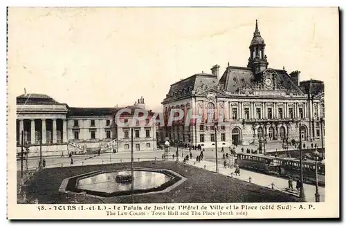 Cartes postales Tours Le Palais de Justice l&#39Hotel de Ville et le Place