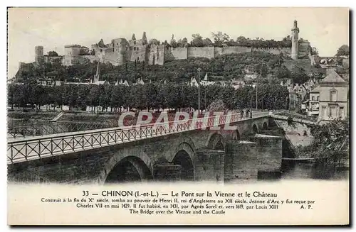 Cartes postales Chinon Le Pont Sur La Vienne Et Le Chateau