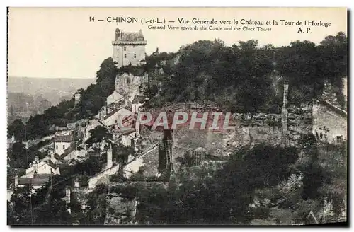 Ansichtskarte AK Chinon Vue Generale Vers Le Chateau Et La Tour De I&#39Horloge